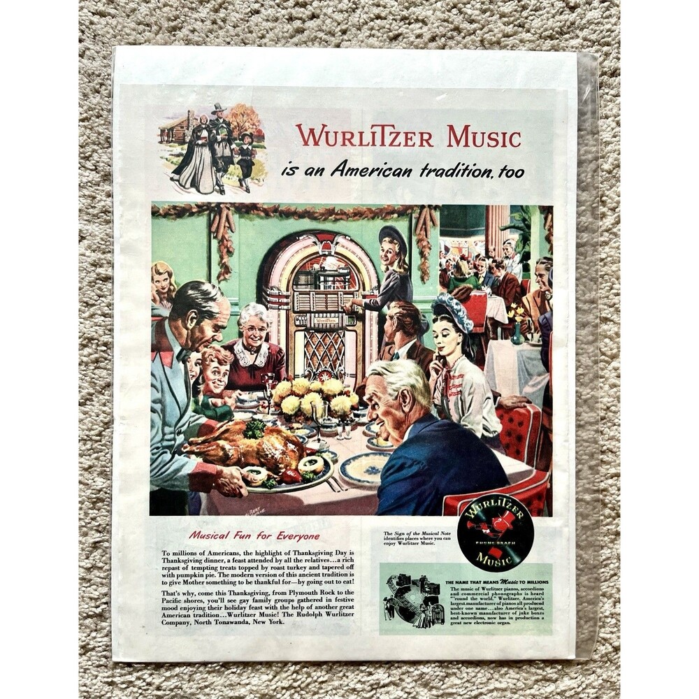 Vintage 1946 Magazine Advertisement for Wurlitzer Music by Albert Dorne